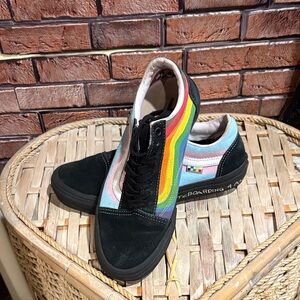 Vans Black and Rainbow Stripe Sneakers